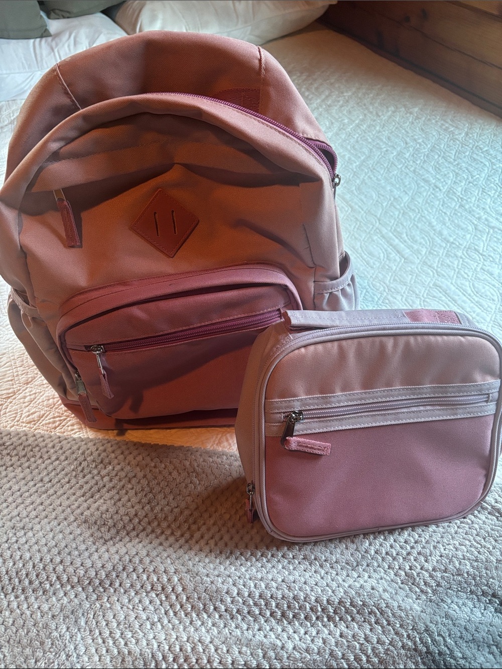 The Children's Place Pink Canvas Backpack with Matching Pouch